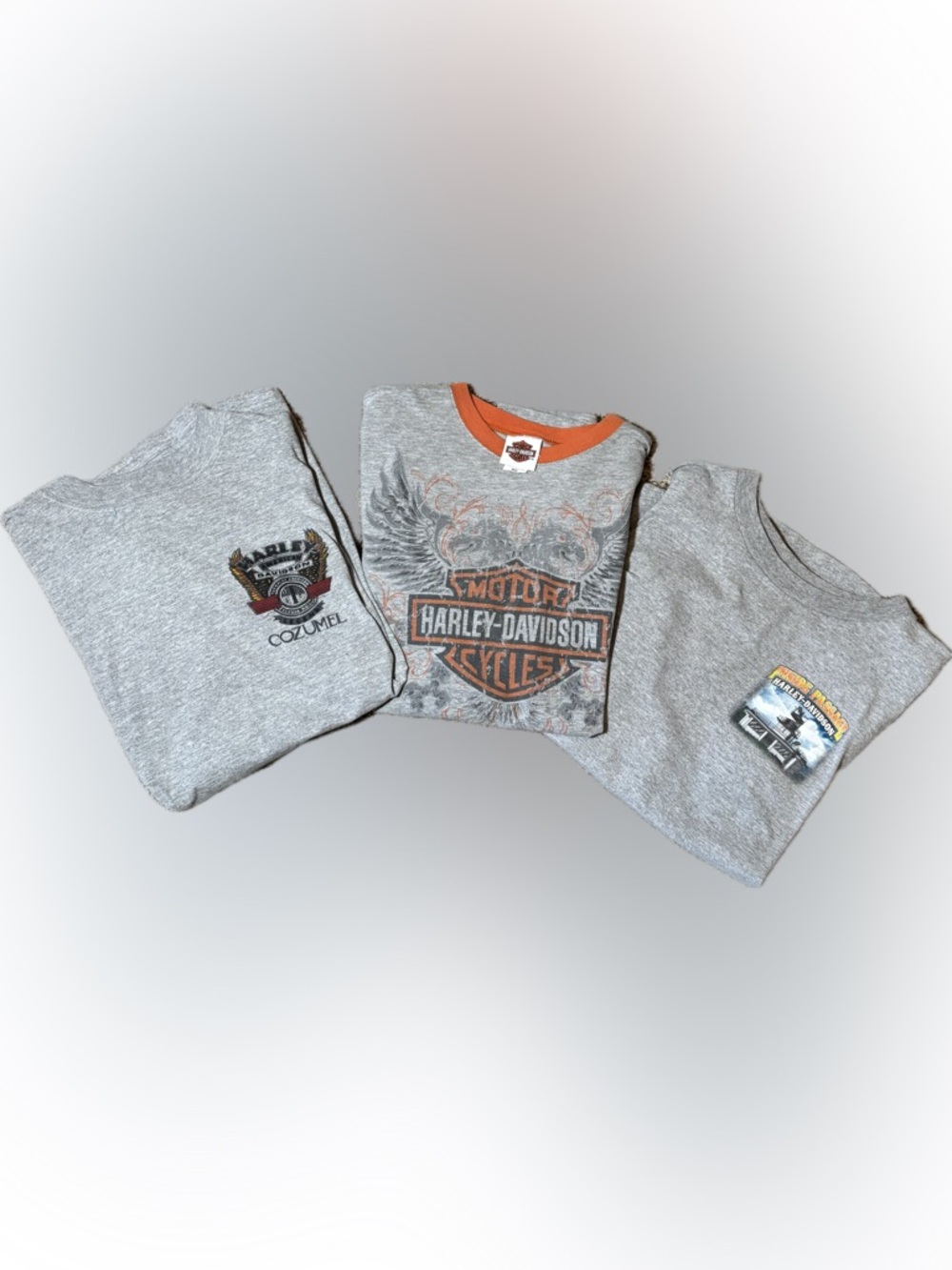 215. 3 Harley-Davidson Tees, Cozumel, Inside Passage Alaska, Classic